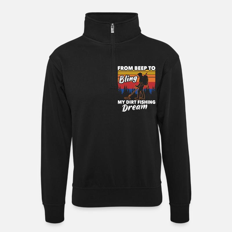 Metalldetektor - Unisex Pullover mit Zip-Kragen - Schwarz