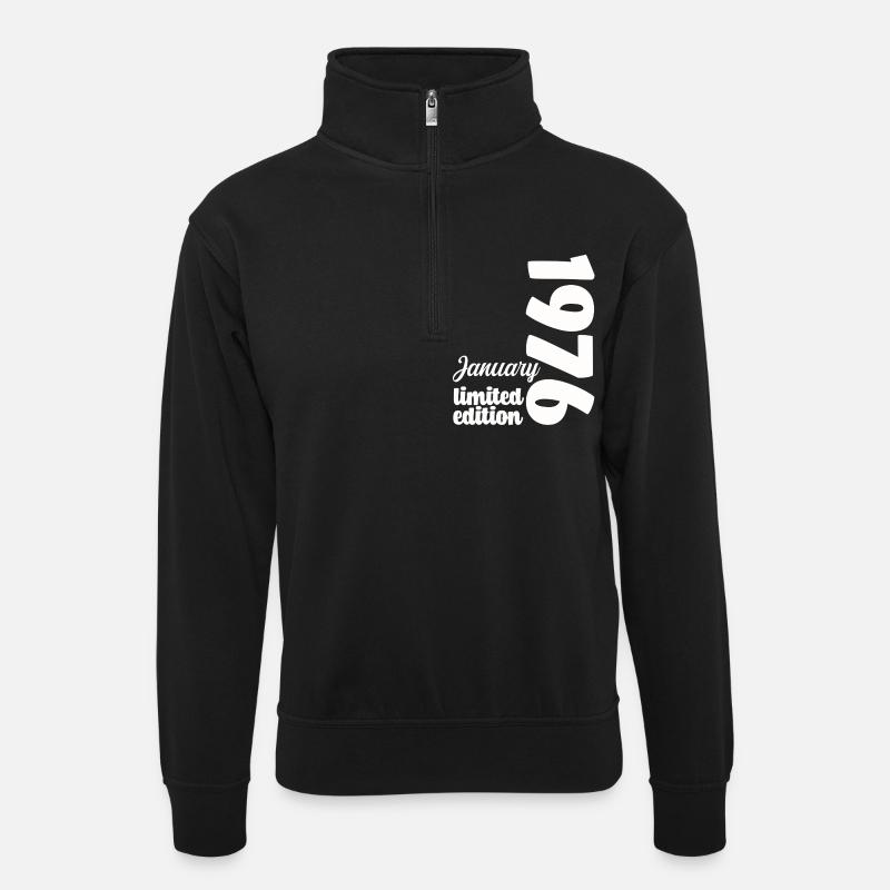 Anniversaire Janvier 1976 Limited Edition Cadeau - Sweat col montant zippé unisexe - noir