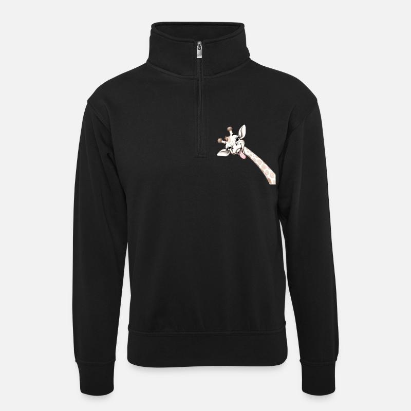 Girafe Joyeuse Langue Déployée - Sweat col montant zippé unisexe - noir