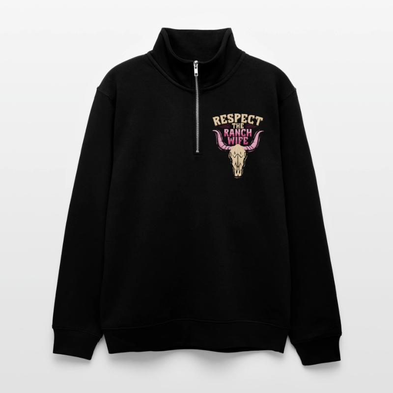Ehefrau eines Bauern Mutter Unisex Pullover mit Zip-Kragen