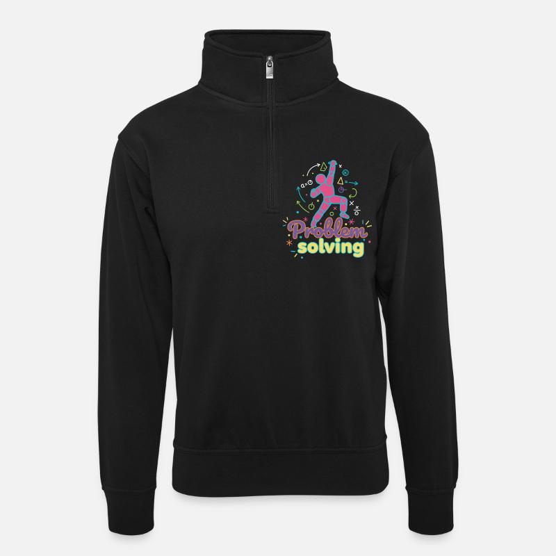 Problemlösung, Klettern, Felsen, Bouldern, Spaß - Unisex Pullover mit Zip-Kragen - Schwarz