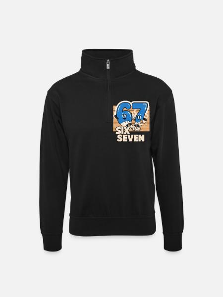 67 Seks Syv meme Sauna Spa - Italiensk Begjær - Unisex-genser med glidelåskrage - svart
