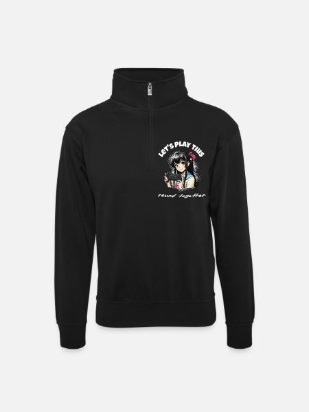 Lets Play Together - Gaming Design - Unisex sweater with zip collar - black