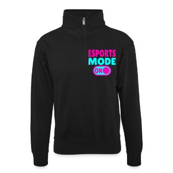 Esports Mode ON – Gaming - Unisex sweater with zip collar - black - Front