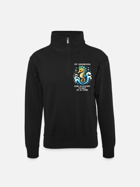 XP-Grind: float elegantly | Seahorse - Unisex sweater with zip collar - black