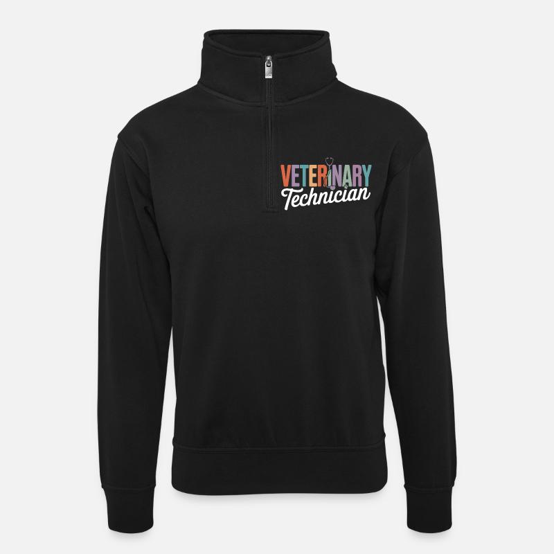 Tiermedizinischer Techniker Regenbogen-Logo - Unisex Pullover mit Zip-Kragen - Schwarz