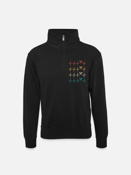 Dart Heartbeat Retro Darts Darter - Unisex sweater with zip collar - black