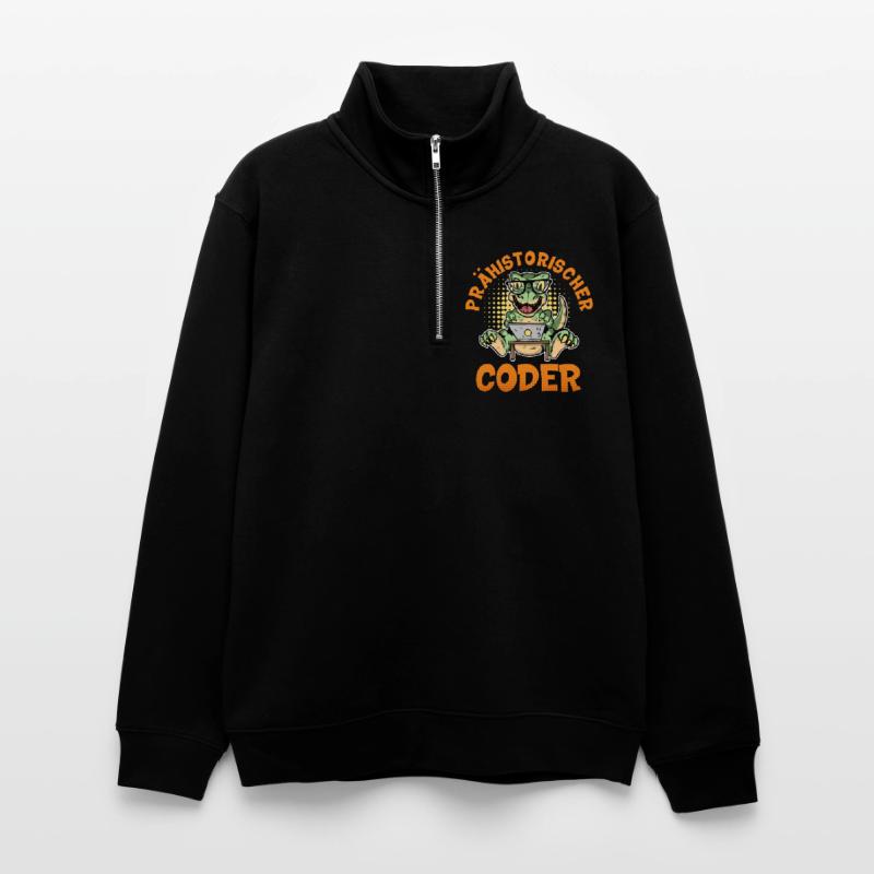 Coding PREHISTORIC CODER Fun Unisex sweater with zip collar