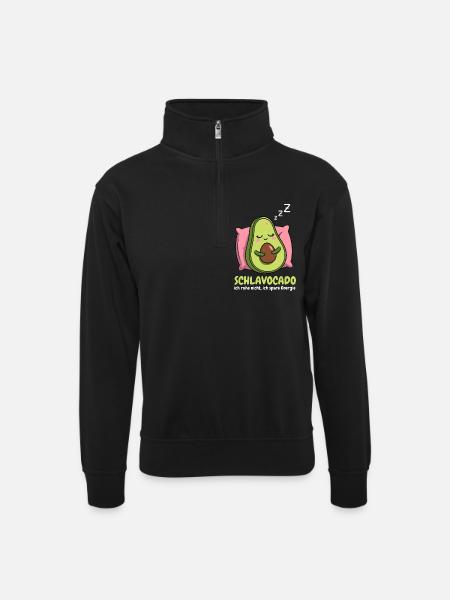 Schlavocado Avocado - Unisex Pullover mit Zip-Kragen - Schwarz