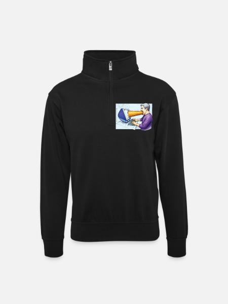 COMPUTER ADDICT MAN - geek & scifi - Unisex sweater with zip collar - black