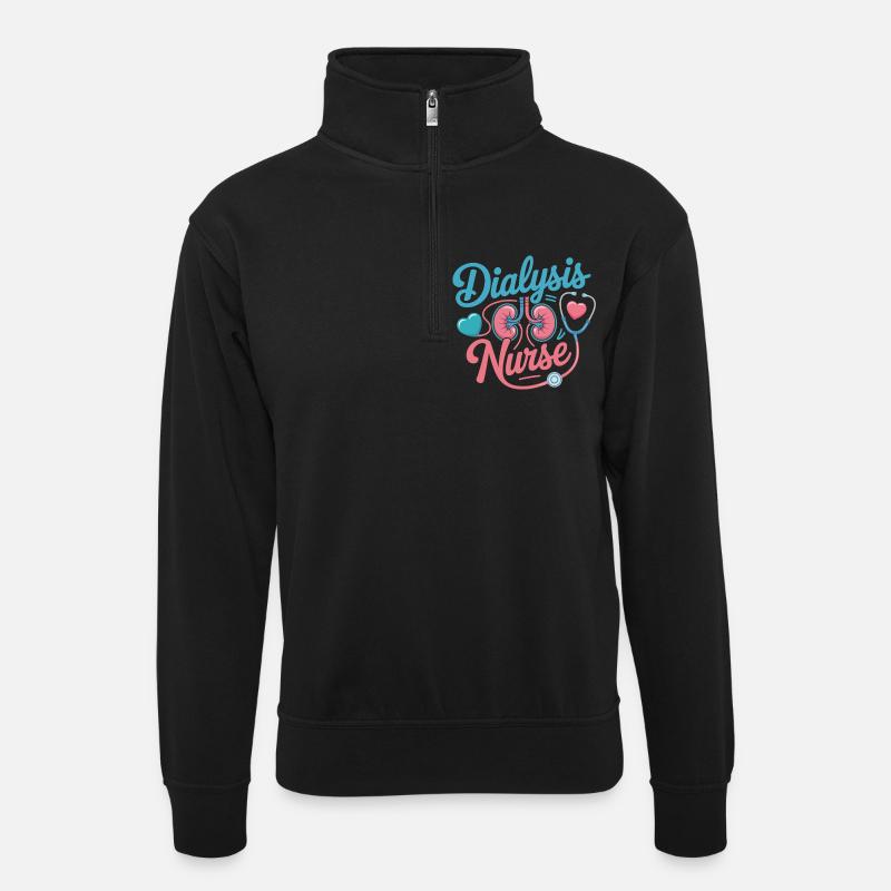 Dialysepflegerin Motiv - Nierenpflege - Unisex Pullover mit Zip-Kragen - Schwarz