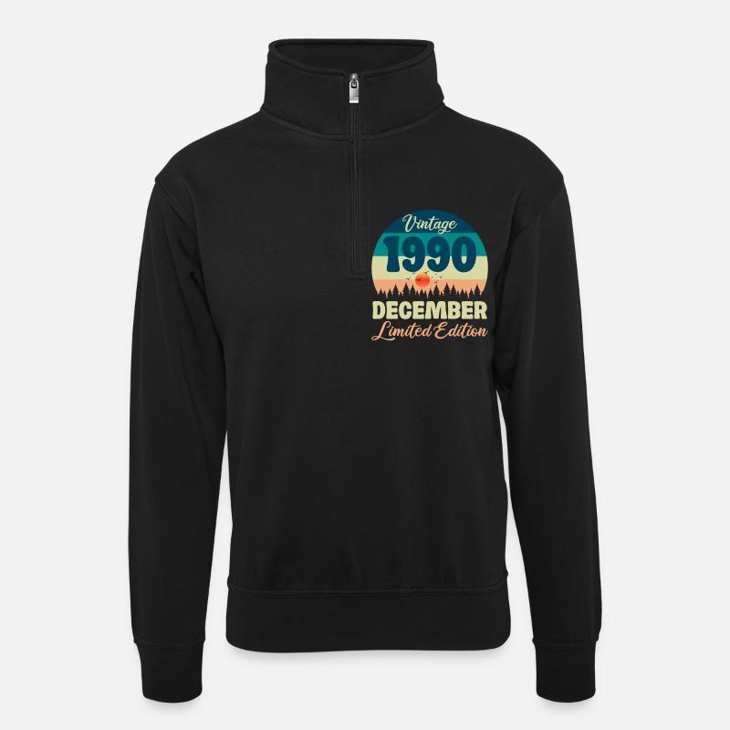 Birthday December 1990 Birthday Gift - Unisex sweater with zip collar - black