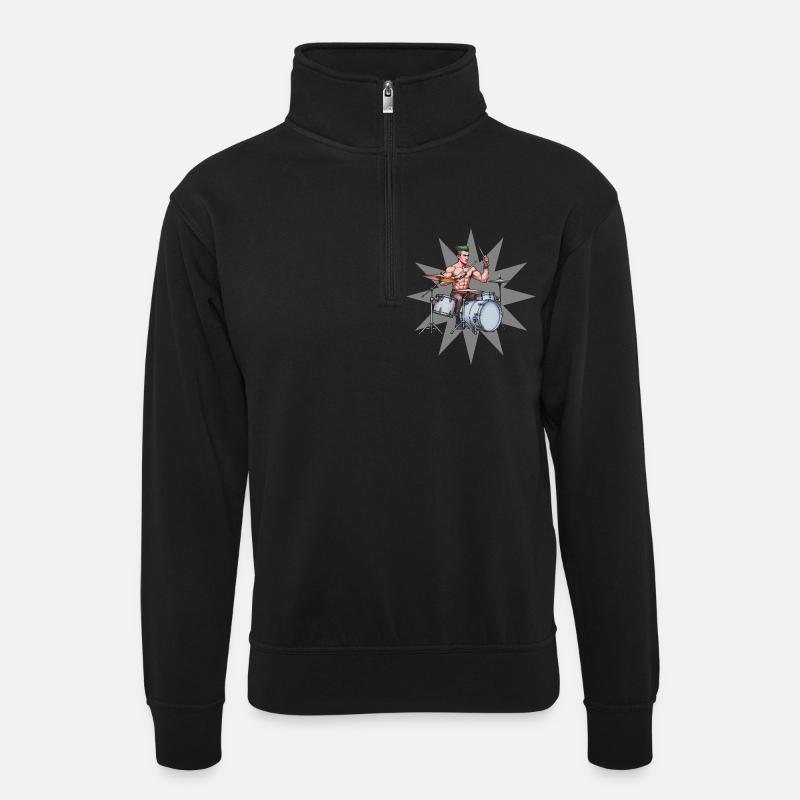 SCHLAGZEUGER #3 – Klang & Bild - Unisex Pullover mit Zip-Kragen - Schwarz