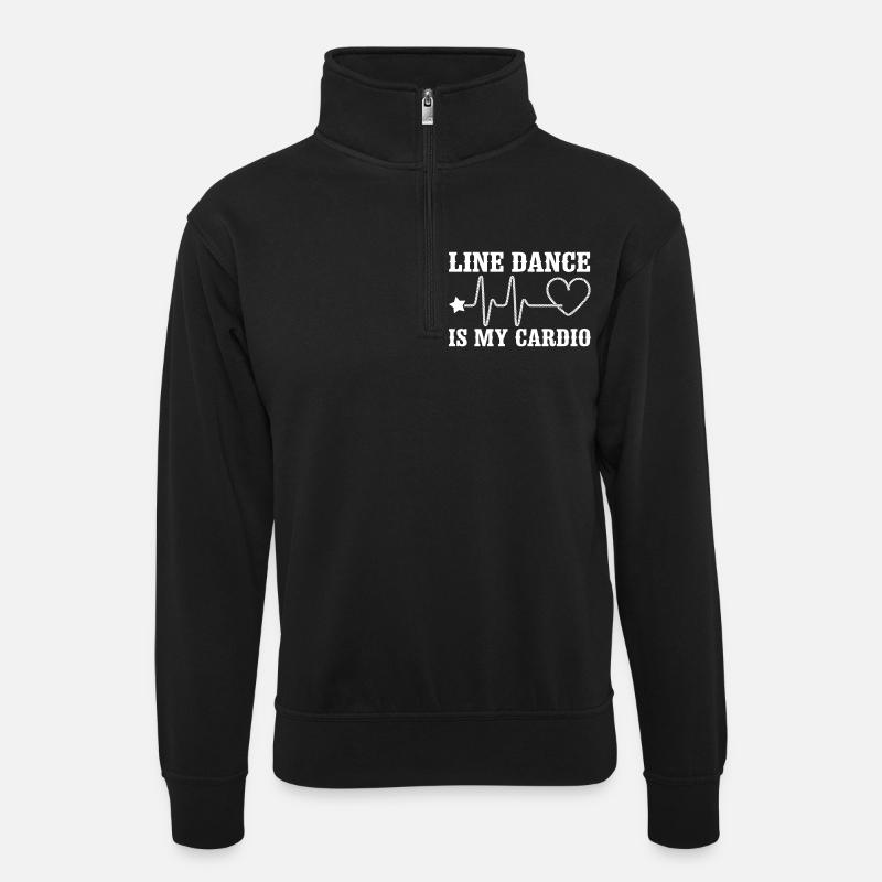 Line Dance Cardio Statement - Unisex Pullover mit Zip-Kragen - Schwarz