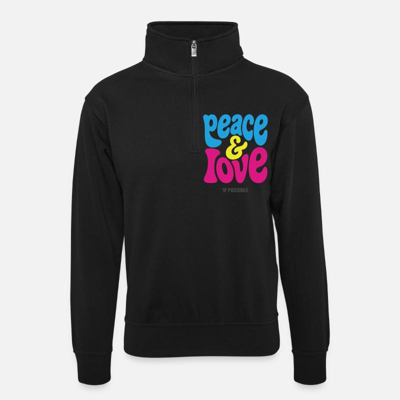 PEACE LOVE #4 - let's talk - Sweat col montant zippé unisexe - noir
