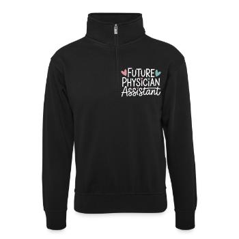 Future Physician Assistant - Unisex sweater with zip collar - black - Front