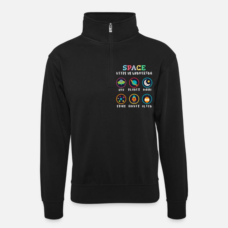 L’espace suscite la curiosité - Sweat col montant zippé unisexe - noir