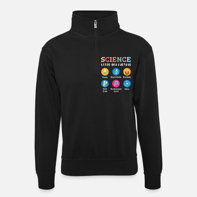 Wissenschaft macht neugierig - Unisex Pullover mit Zip-Kragen - Schwarz