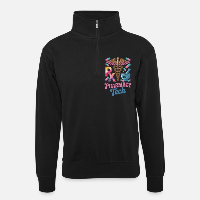 Rx Tech Pharmacy Art - Unisex sweater with zip collar - black