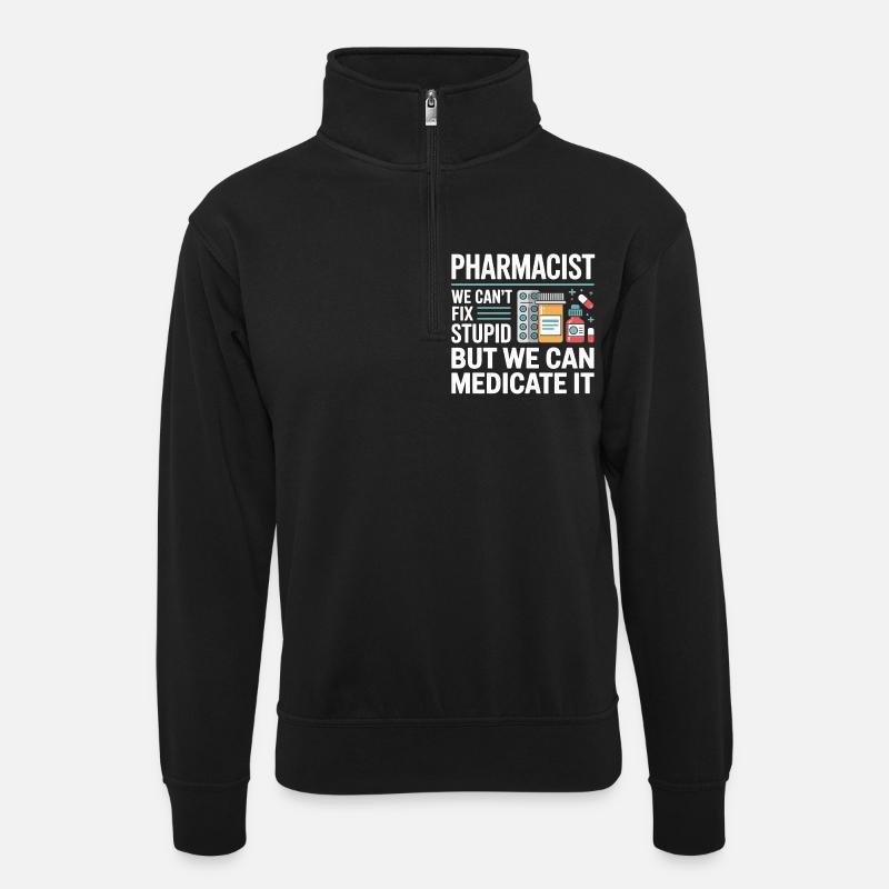 Pharma Humor Medicate It - Unisex sweater with zip collar - black
