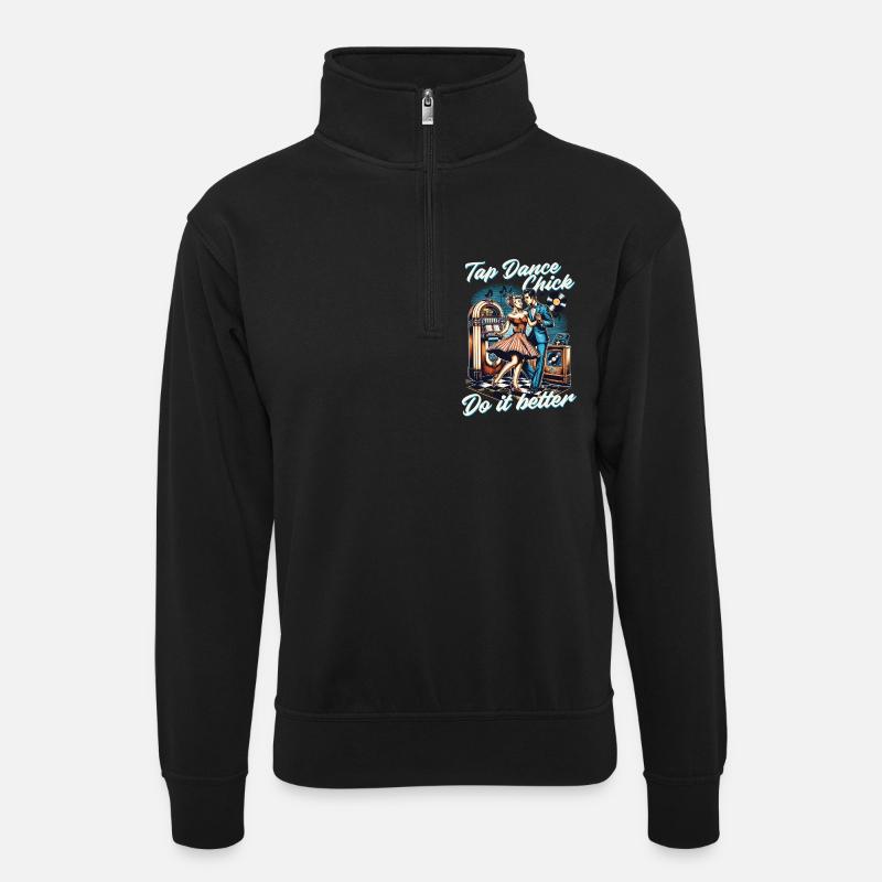 Tap Dance Tap Dancer - Unisex sweater with zip collar - black