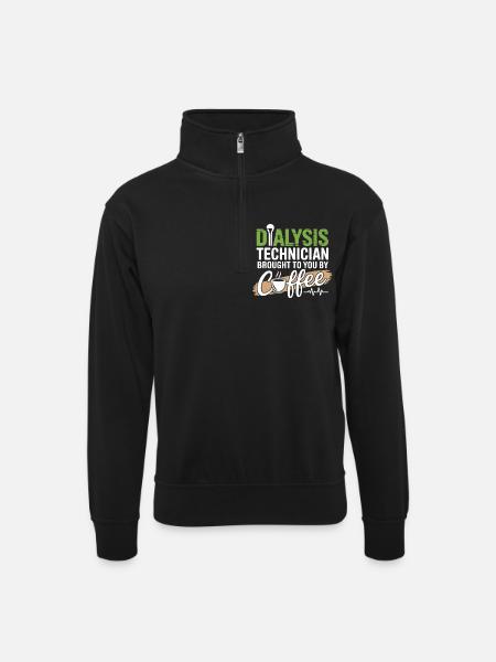 Dialysis Technician Coffee Motif - Unisex sweater with zip collar - black