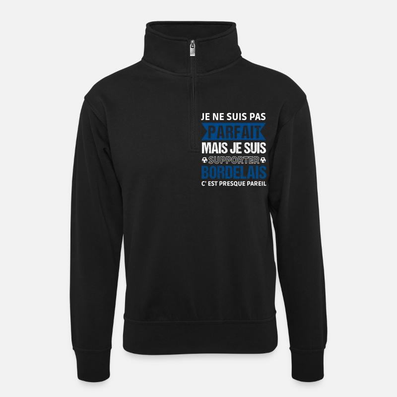 Bordeaux Fußballgeschenk - Unisex Pullover mit Zip-Kragen - Schwarz