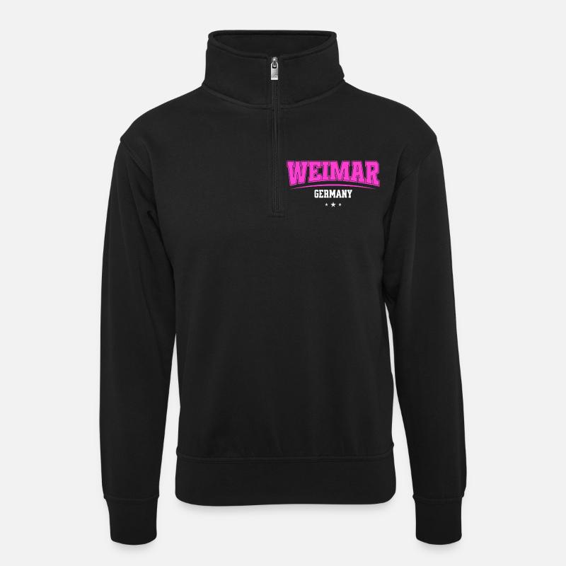 Weimar Germany Pink Retro Logo - Unisex sweater with zip collar - black