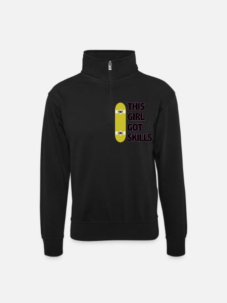 Dieses Mädchen hat Fähigkeiten - Unisex Pullover mit Zip-Kragen - Schwarz