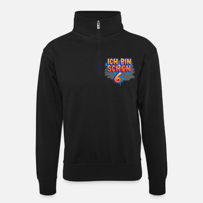 6th Birthday Graffiti - Unisex sweater with zip collar - black