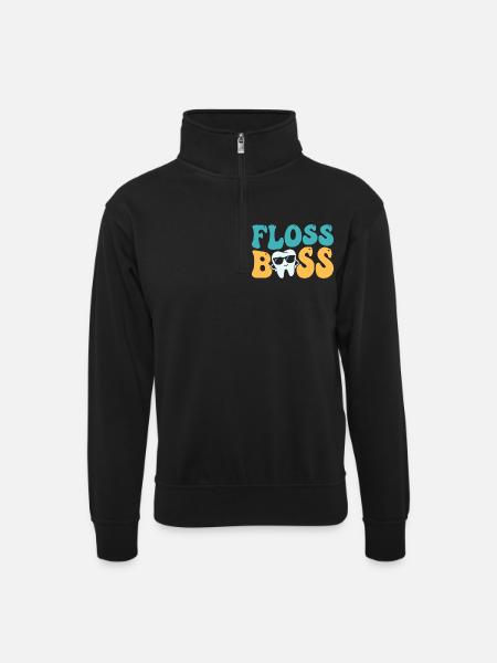 Assistant dentaire dentaire Floss - Sweat col montant zippé unisexe - noir