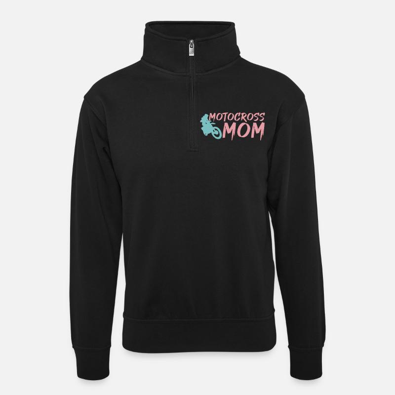 Motocross Mama - Unisex Pullover mit Zip-Kragen - Schwarz