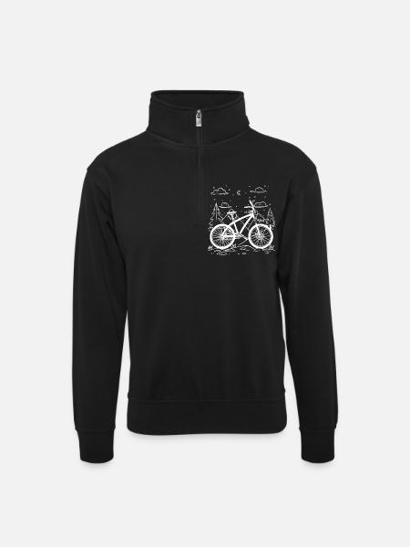 Cartoon Fahrradfahrer - Unisex Pullover mit Zip-Kragen - Schwarz