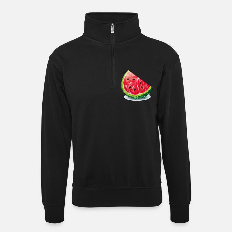 Watermelon Drop Slice - Unisex sweater with zip collar - black