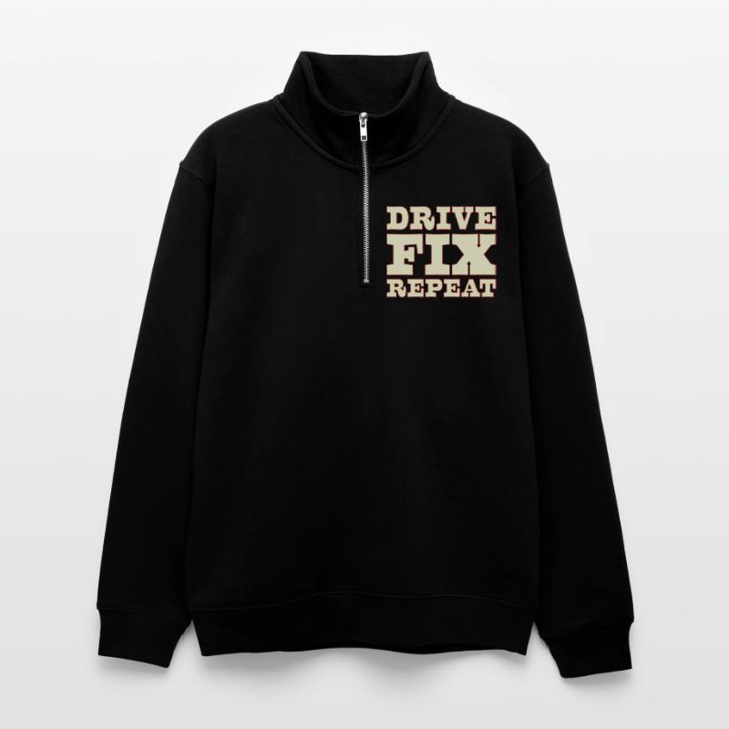 45b_solid_Drive_Fix_Repeat Unisex Pullover mit Zip-Kragen