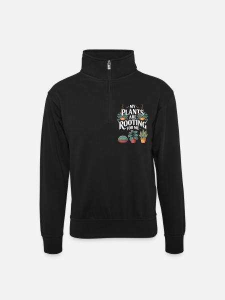 Houseplants Houseplants - Unisex sweater with zip collar - black
