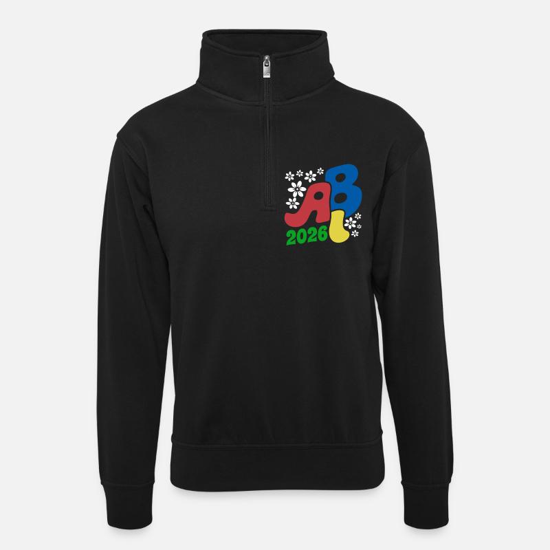 ABI 2026 Blossoms Retro Abitur-gave - Unisex-sweatshirt med zipkrave - sort