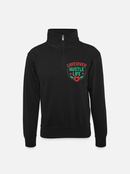 Nurse, geriatric care - Unisex sweater with zip collar - black