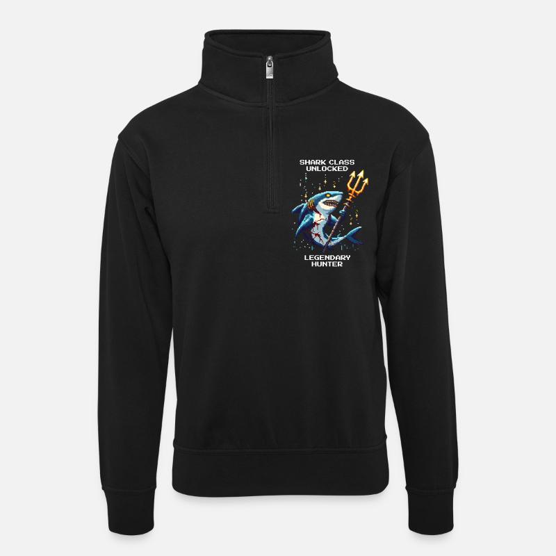 Shark Class Unlocked | Legendary Hunter - Unisex sweater with zip collar - black