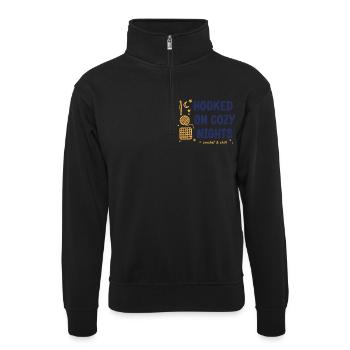 Amoureux du crochet accroché aux nuits douillettes au crochet et - Sweat col montant zippé unisexe - noir - Devant