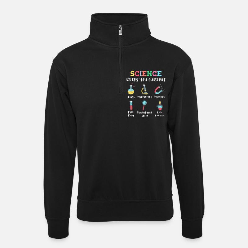 La science suscite la curiosité - Sweat col montant zippé unisexe - noir