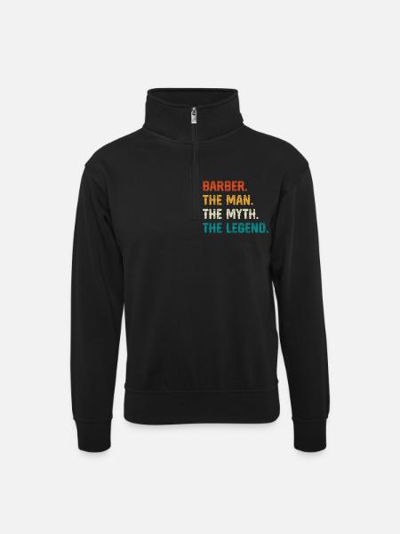 Barber Myth Legend Shirt - Unisex Pullover mit Zip-Kragen - Schwarz