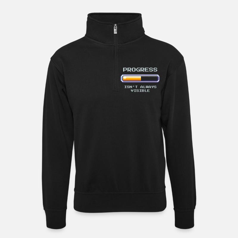 Unsichtbarer Fortschritt | Sozialarbeit - Unisex Pullover mit Zip-Kragen - Schwarz