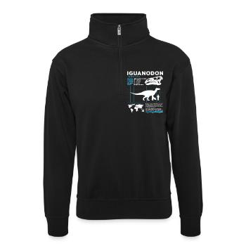 Iguanodon Fact Sheet - Unisex Pullover mit Zip-Kragen - Schwarz - Vorne