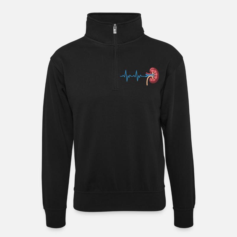 Nierenrhythmus Grafik - Unisex Pullover mit Zip-Kragen - Schwarz