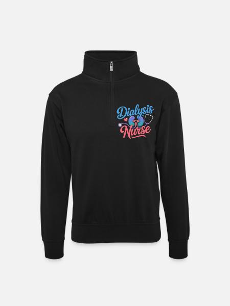 Dialysis Nurse Design - Unisex sweater with zip collar - black