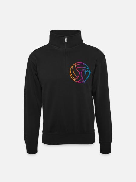 Volleyball Ball - Unisex sweater with zip collar - black