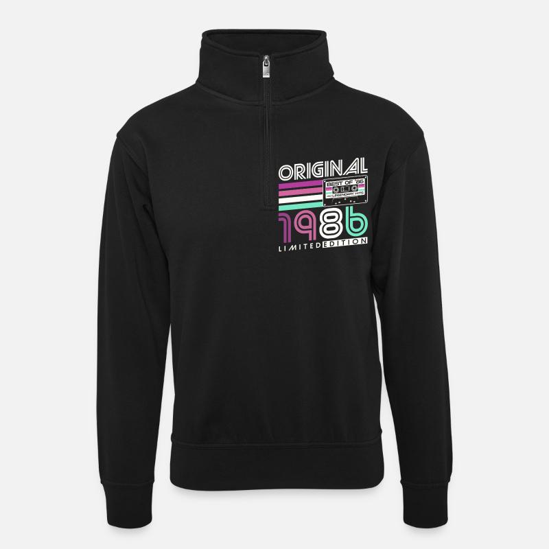 40e anniversaire Rétro Cadeau 1986 - Sweat col montant zippé unisexe - noir