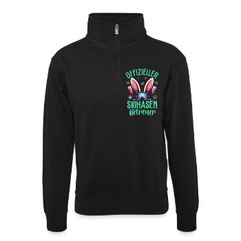 Offizieller Skihasen Betreuer - Unisex Pullover mit Zip-Kragen - Schwarz - Vorne