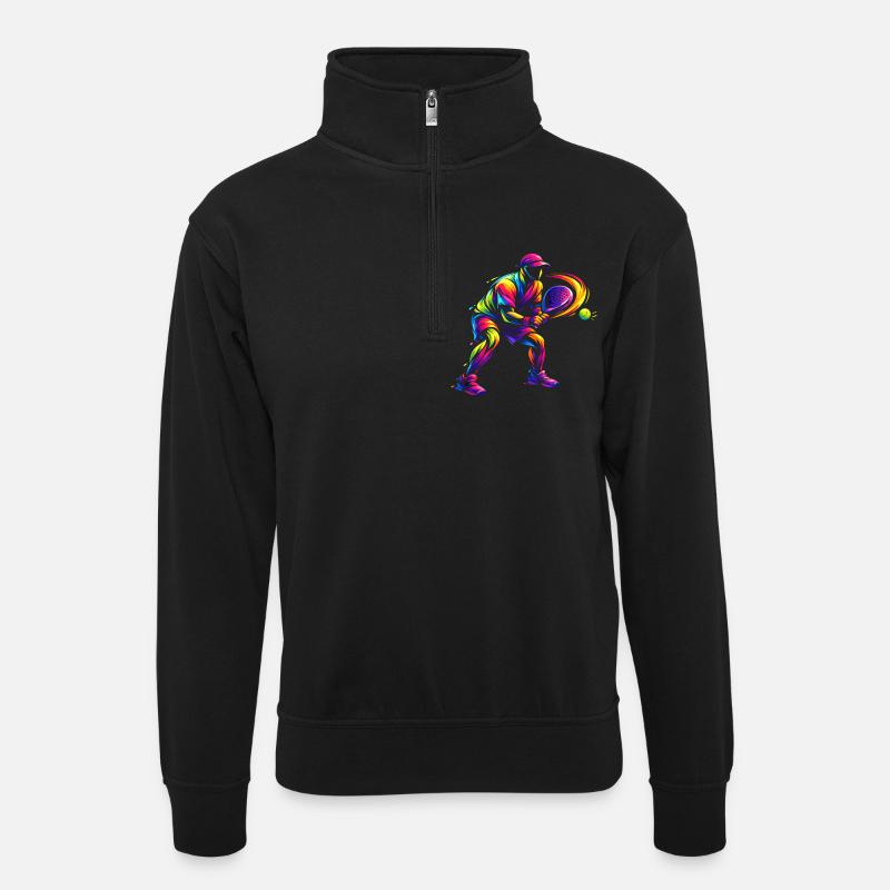 Padelspieler Geschenk Kinder Junge Leidenschaft - Unisex Pullover mit Zip-Kragen - Schwarz